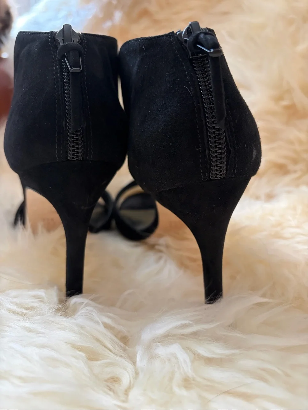 Stuart Weitzman Hot Stuff Black Suede Cutout Open Toe Heels Booties Size 6